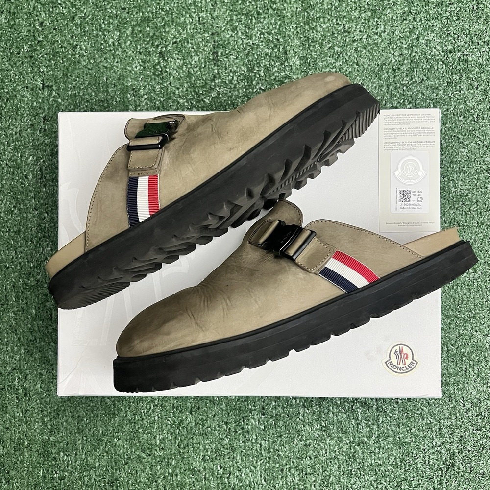 Moncler Mon Mule Mens Size 12 Camel Beige Clog Style Footwear Authentic